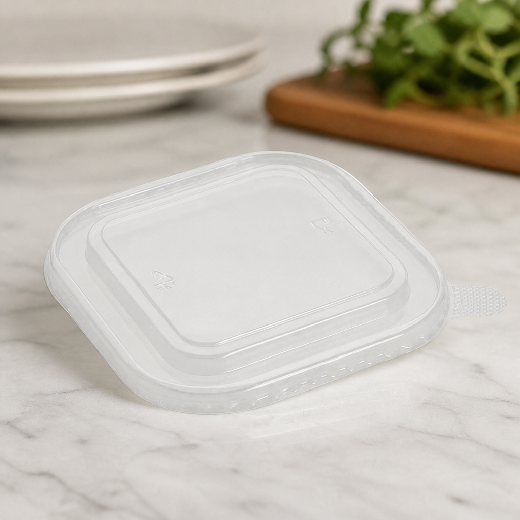 Recyclable PET Lids for 750ml to 1400ml Square Containers