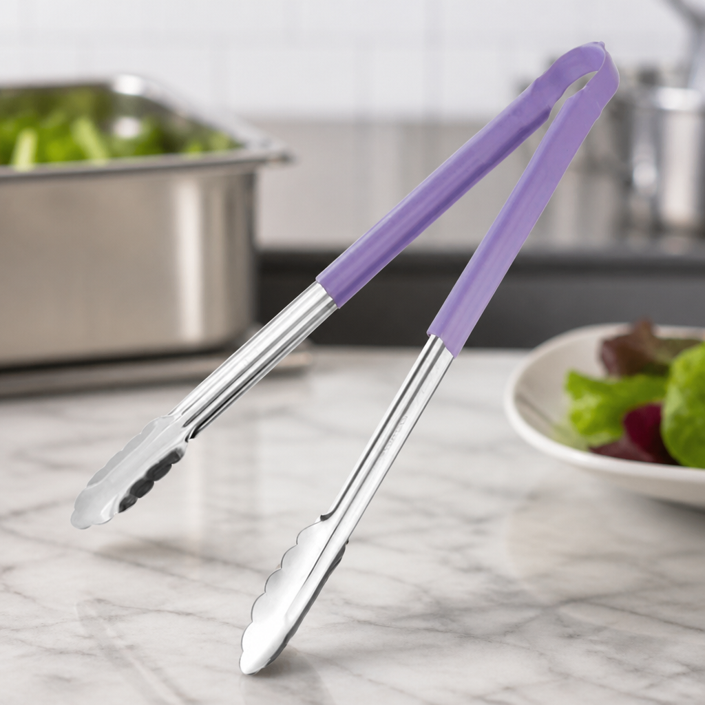 Commercial Colour Coded Serving Tongs Purple 405mm