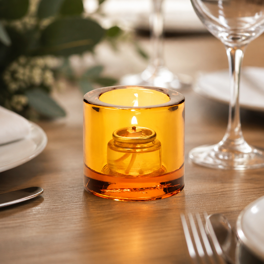 Commercial Amber Tealight Lamps 70mm for Dining Atmosphere