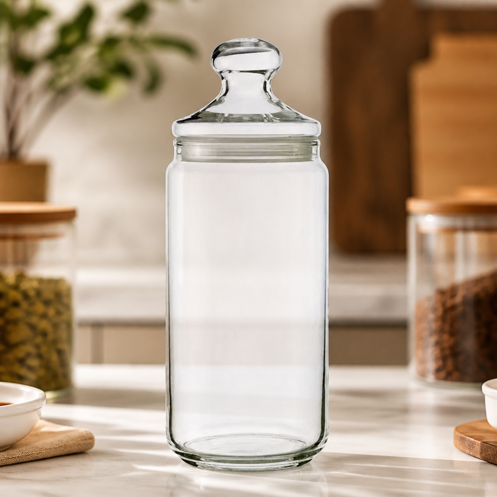 1.5L Clear Glass Biscotti Jars - Set of 6 Commercial Storage