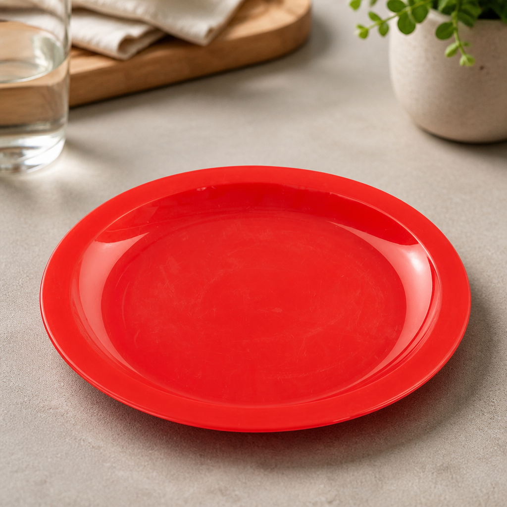Commercial Polypropylene Plates Red 230mm - 12 Pack