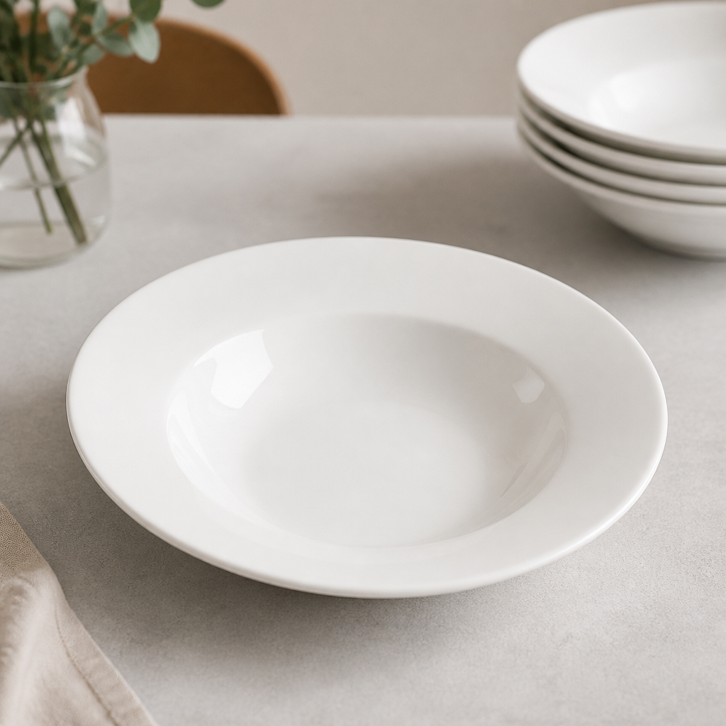 Commercial Bone China Rimmed Bowls 300mm - 6 Pack
