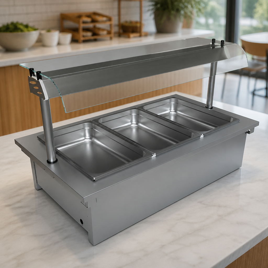 Commercial Drop-In Bain Marie Dry Heat for 3 Full Size Pans