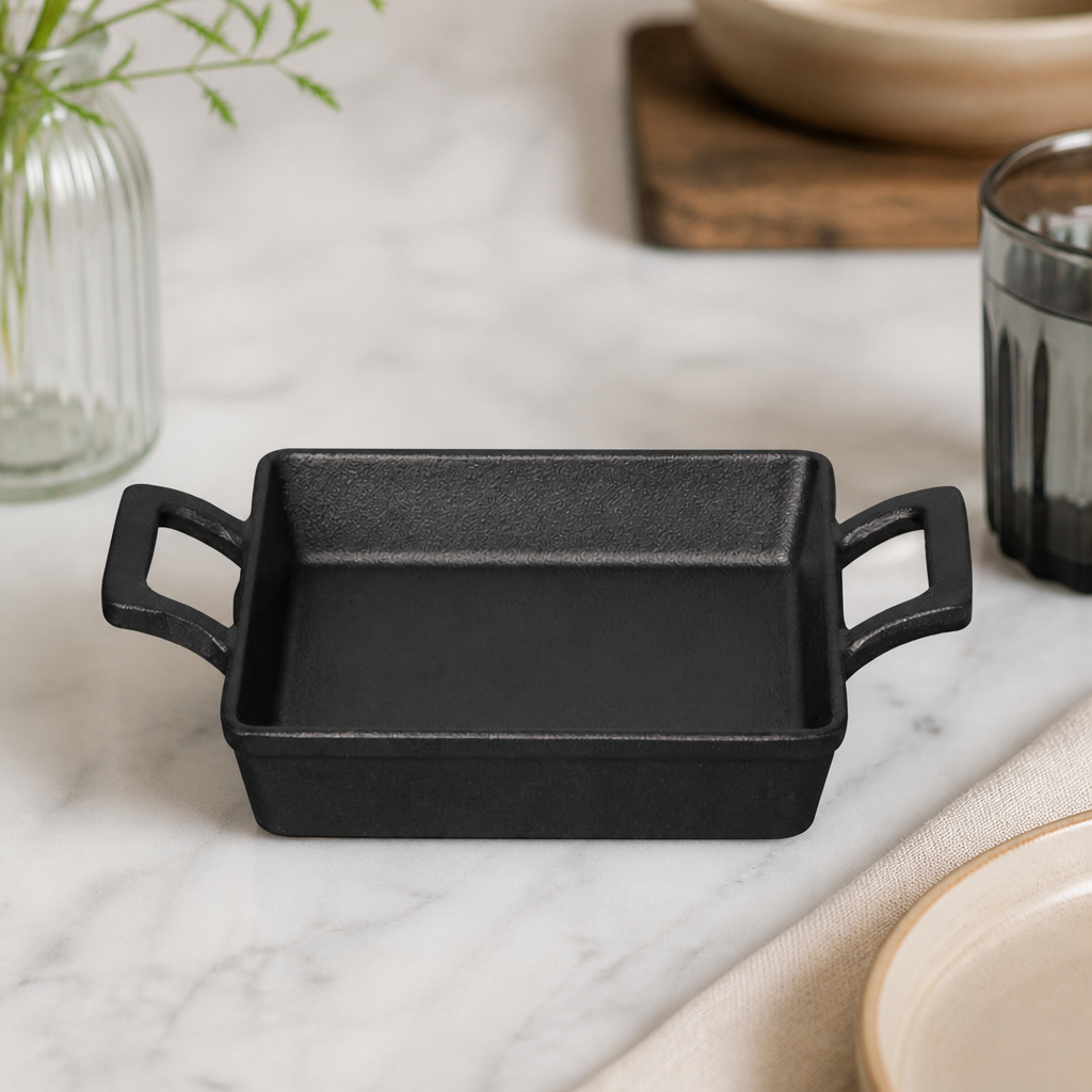 Commercial Cast Iron Square Eared Dish 130x130mm