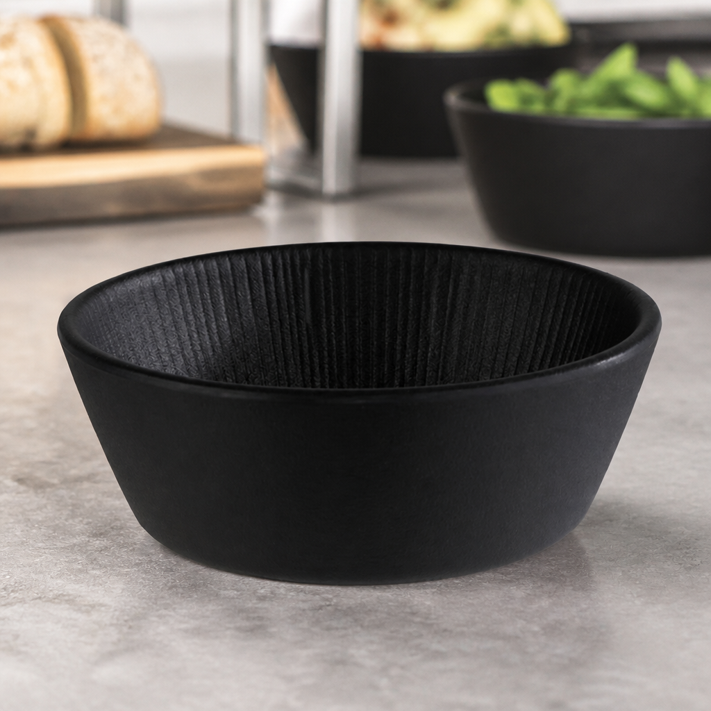 Commercial Melamine Bowl Black 125mm 250ml Dishwasher Safe