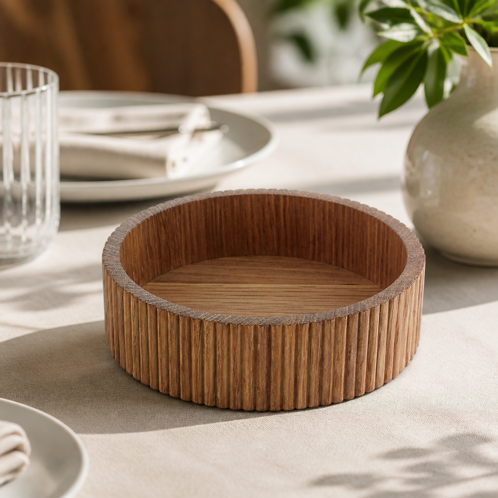Commercial Oak Round Food Serving Box 160mm Brown Wood