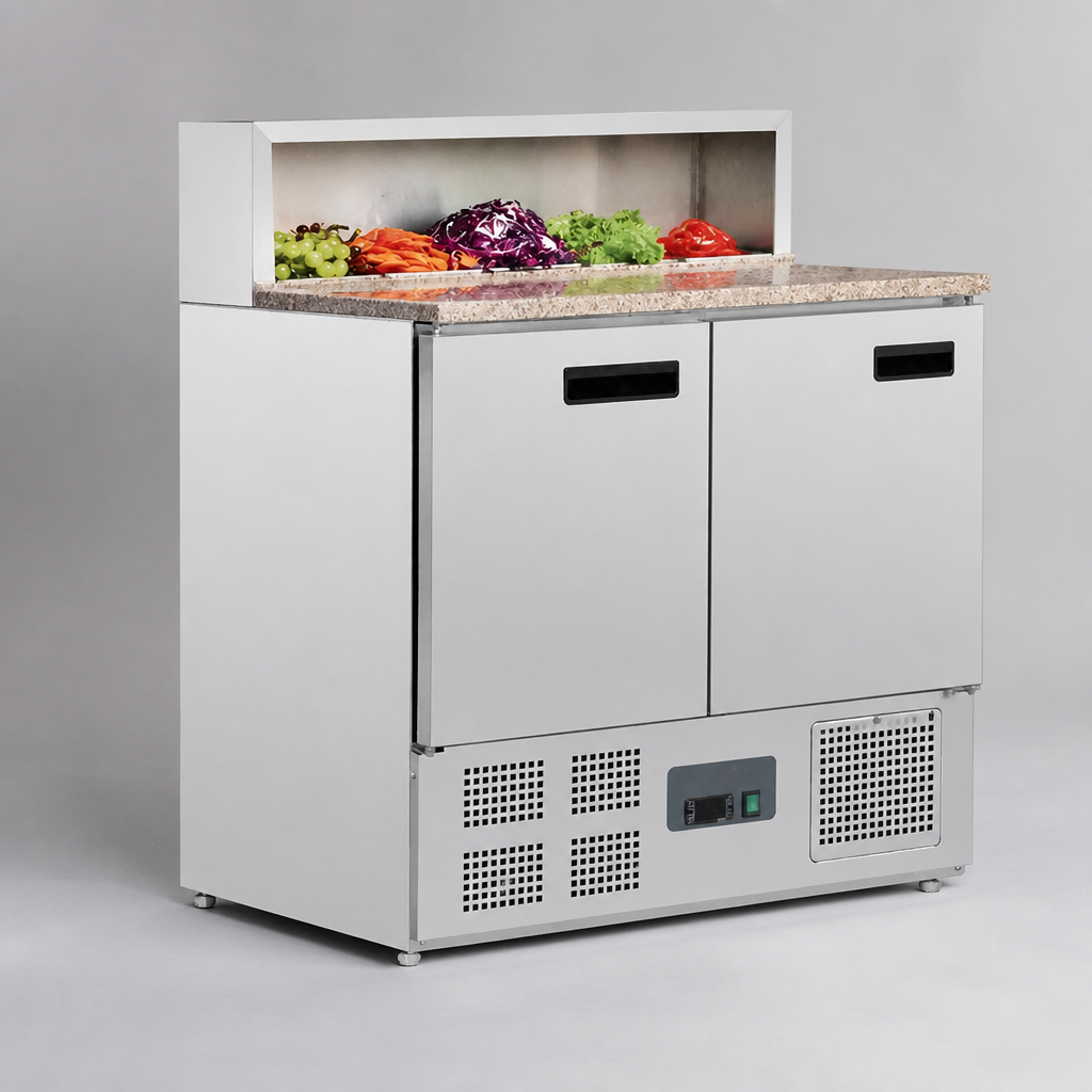 Commercial Pizza Prep Counter Fridge 288Ltr Stainless Steel