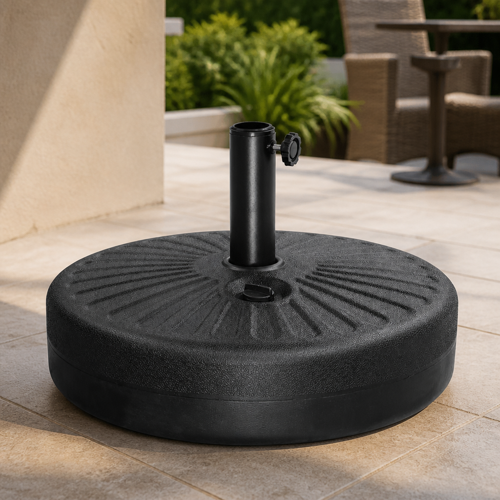 20L Commercial Parasol Base - Black Plastic Stability Support