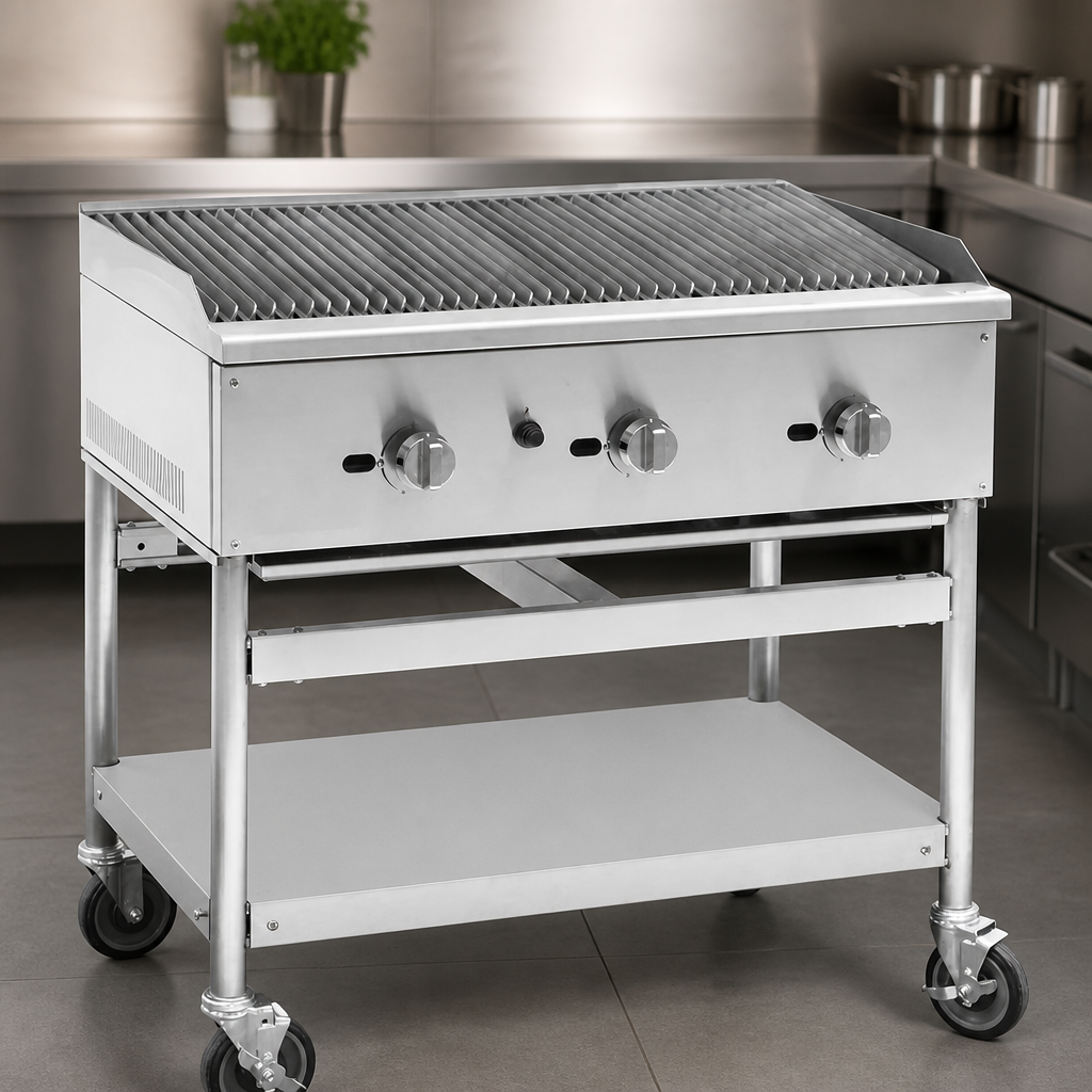 Commercial Freestanding Gas Chargrill 900mm with Cast Iron Grate