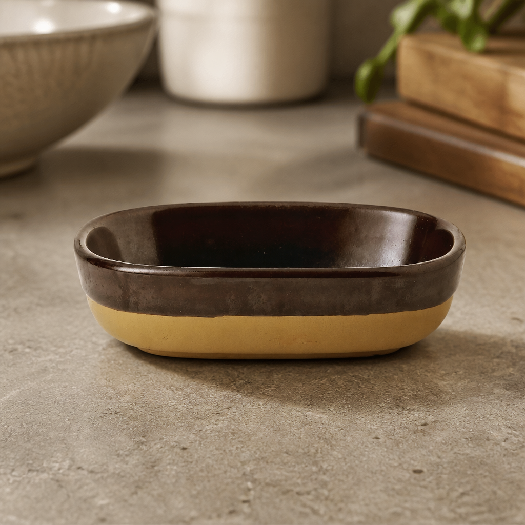 Super Vitrified Ceramic Trays 90mm Cinnamon Brown