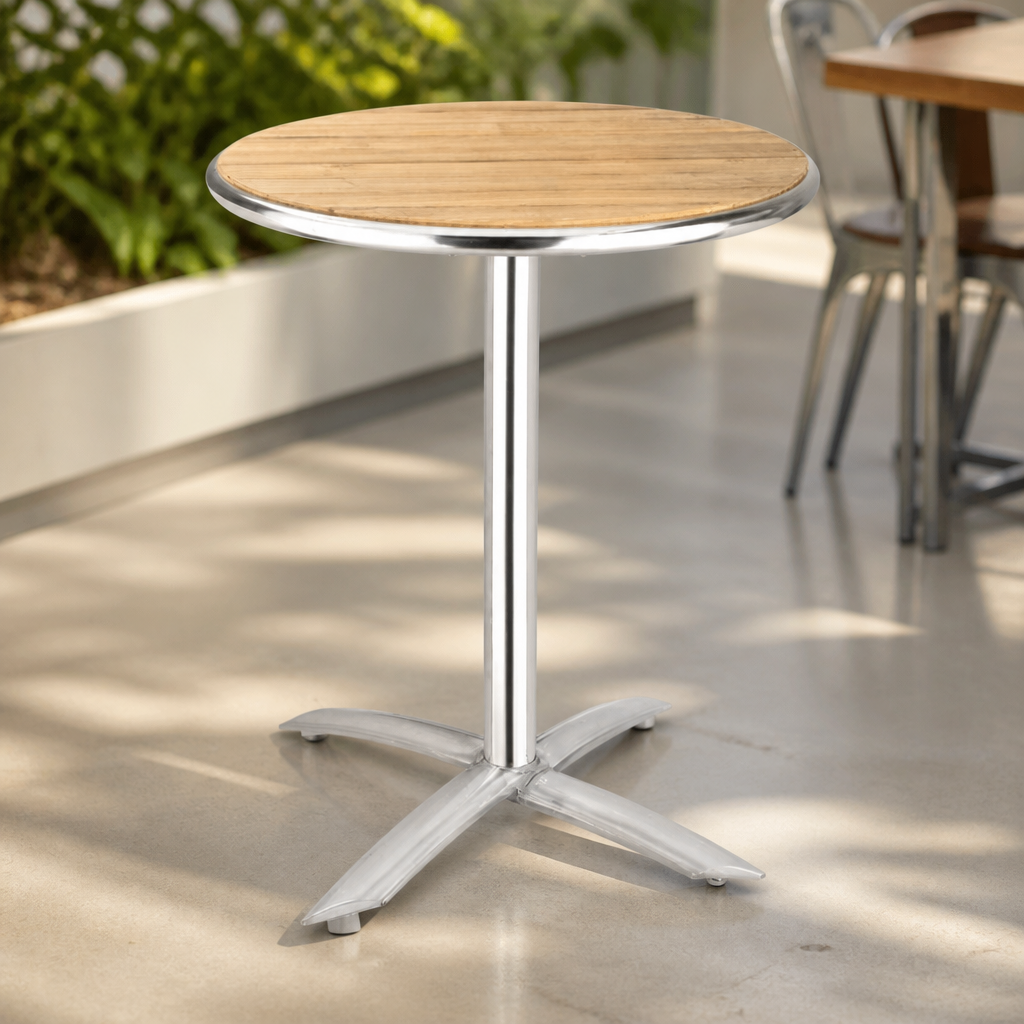 Commercial Round Flip Top Table 600mm Ash Wood Top