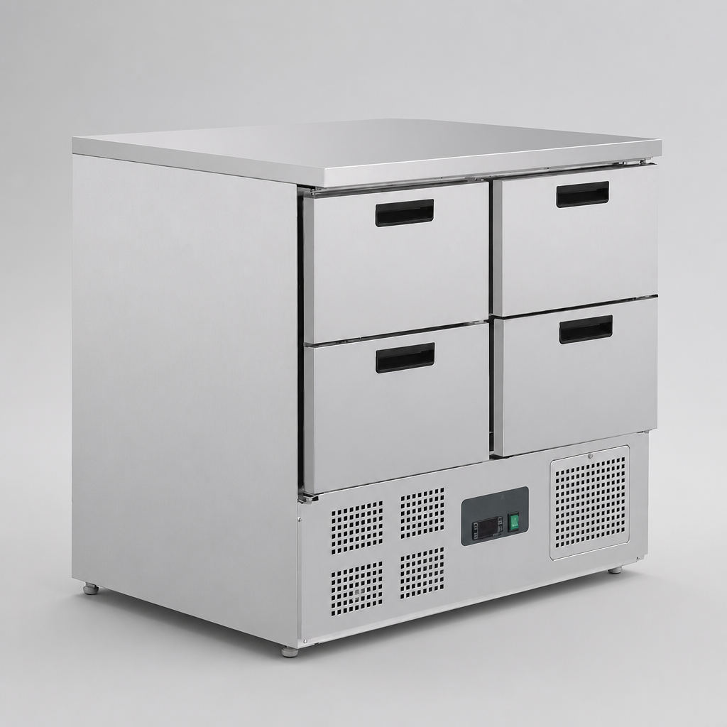 Commercial 4 Drawer Counter Fridge 240Ltr for Kitchen Use