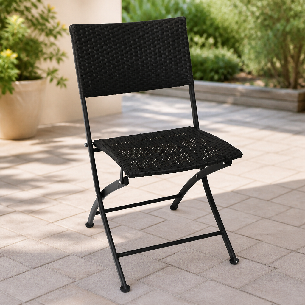 Commercial Rattan Folding Chairs Set for Indoor Outdoor Use