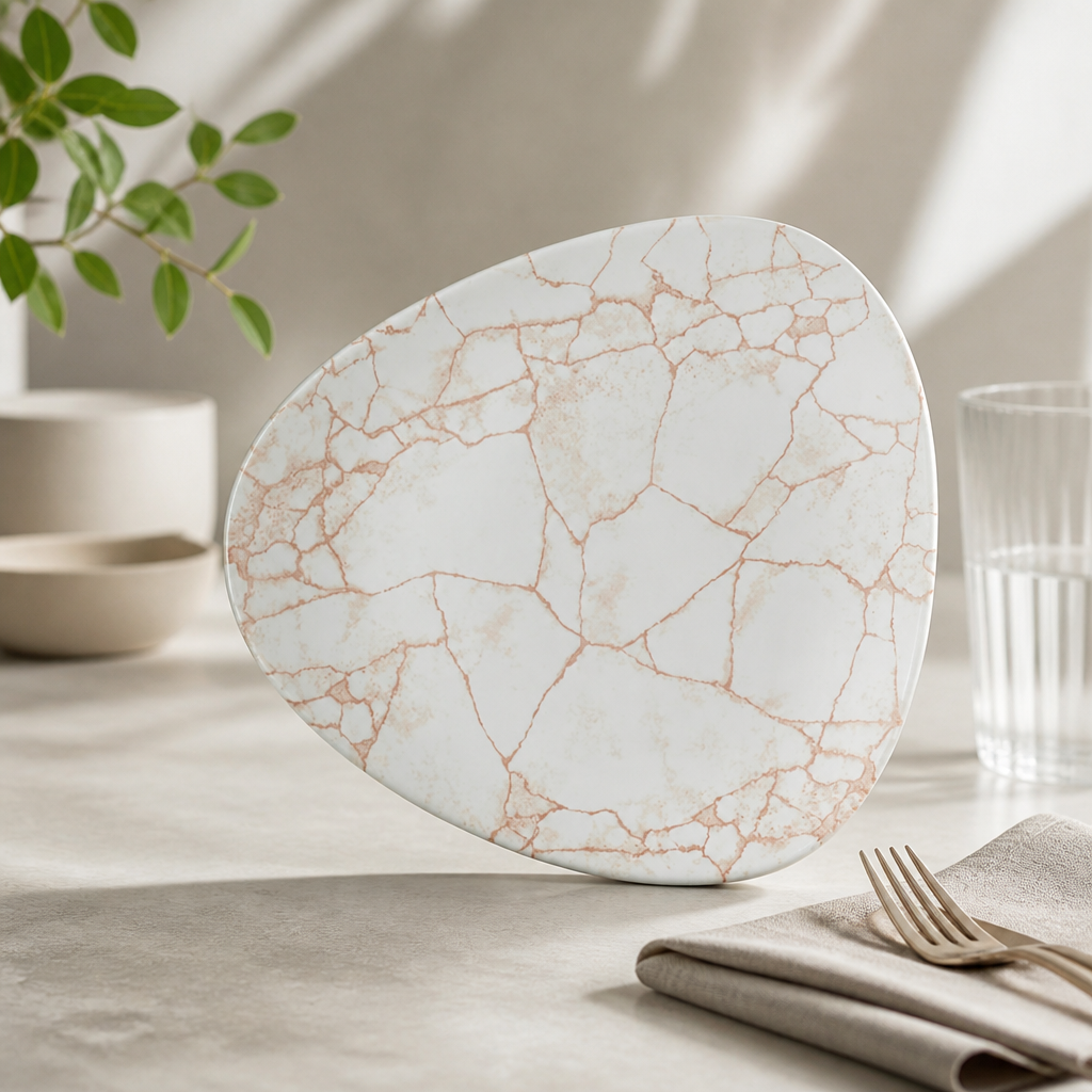 Commercial Kintsugi Plates Coral 228mm - 12 Pack