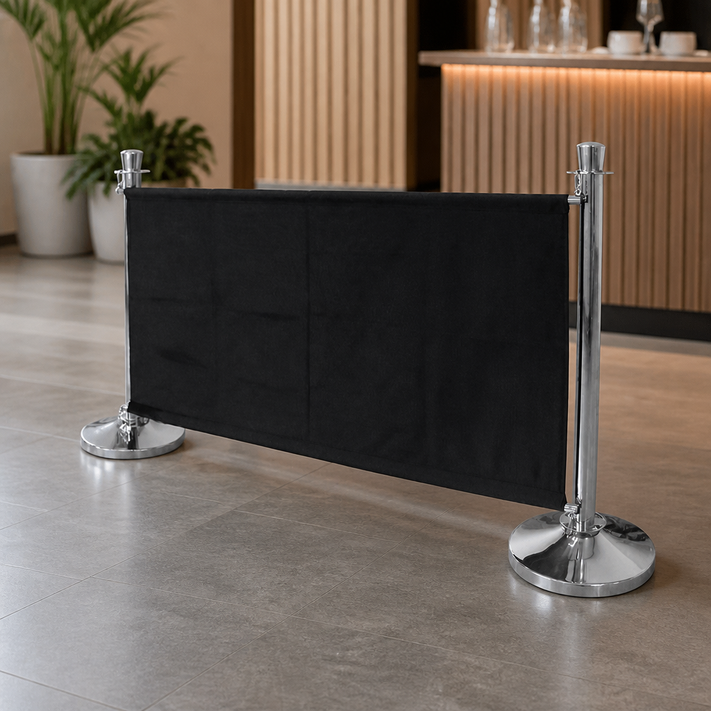 Commercial Black Canvas Barrier With Banner Fixings 1000mm