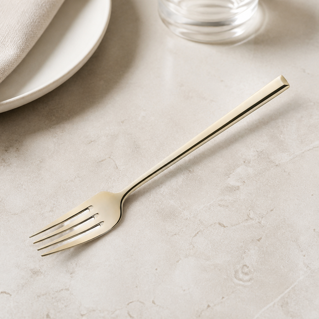 Champagne Dessert Forks Set of 12 - Modern Stainless Steel Design