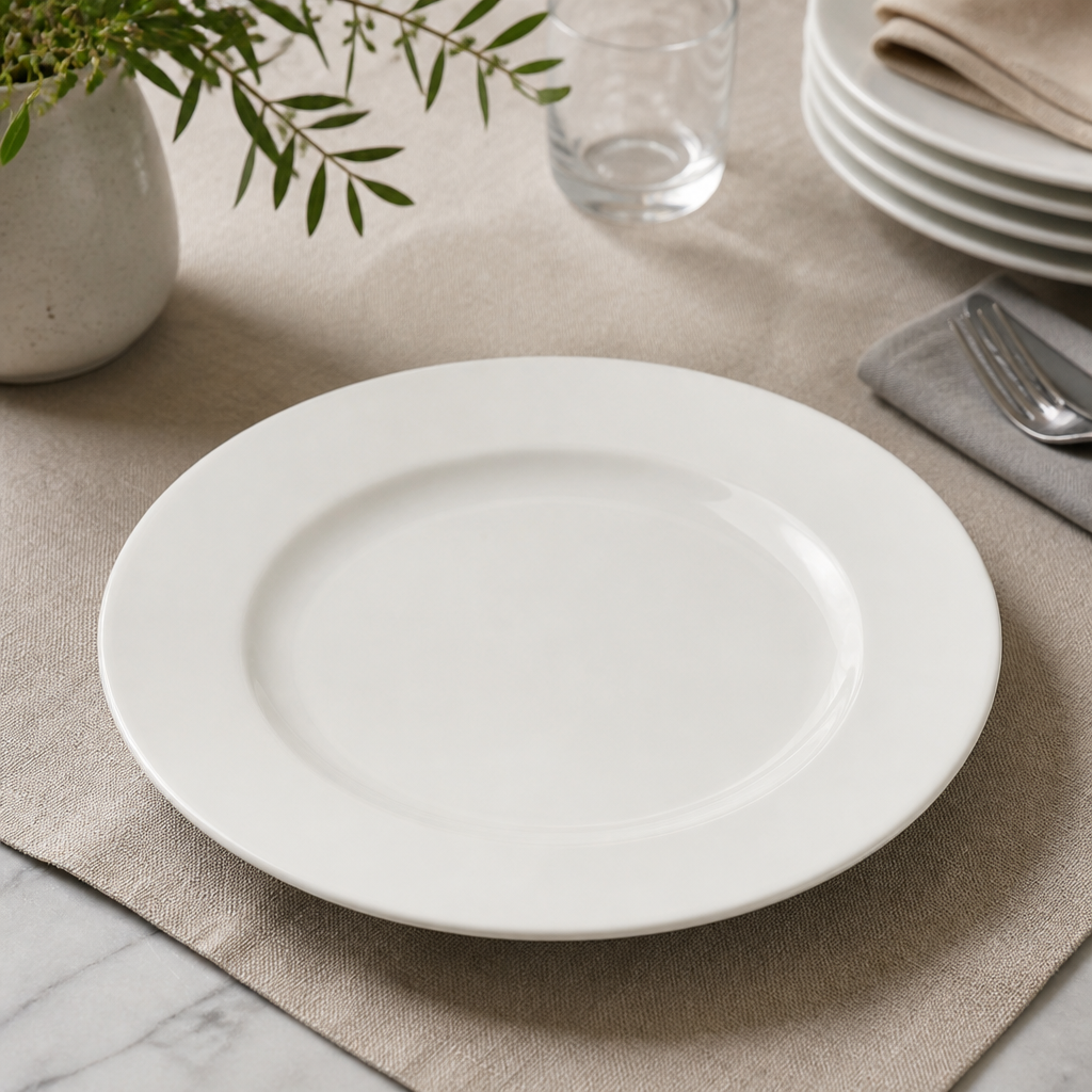 Commercial Wide Rim Bone China Plates 175mm - 12 Pack