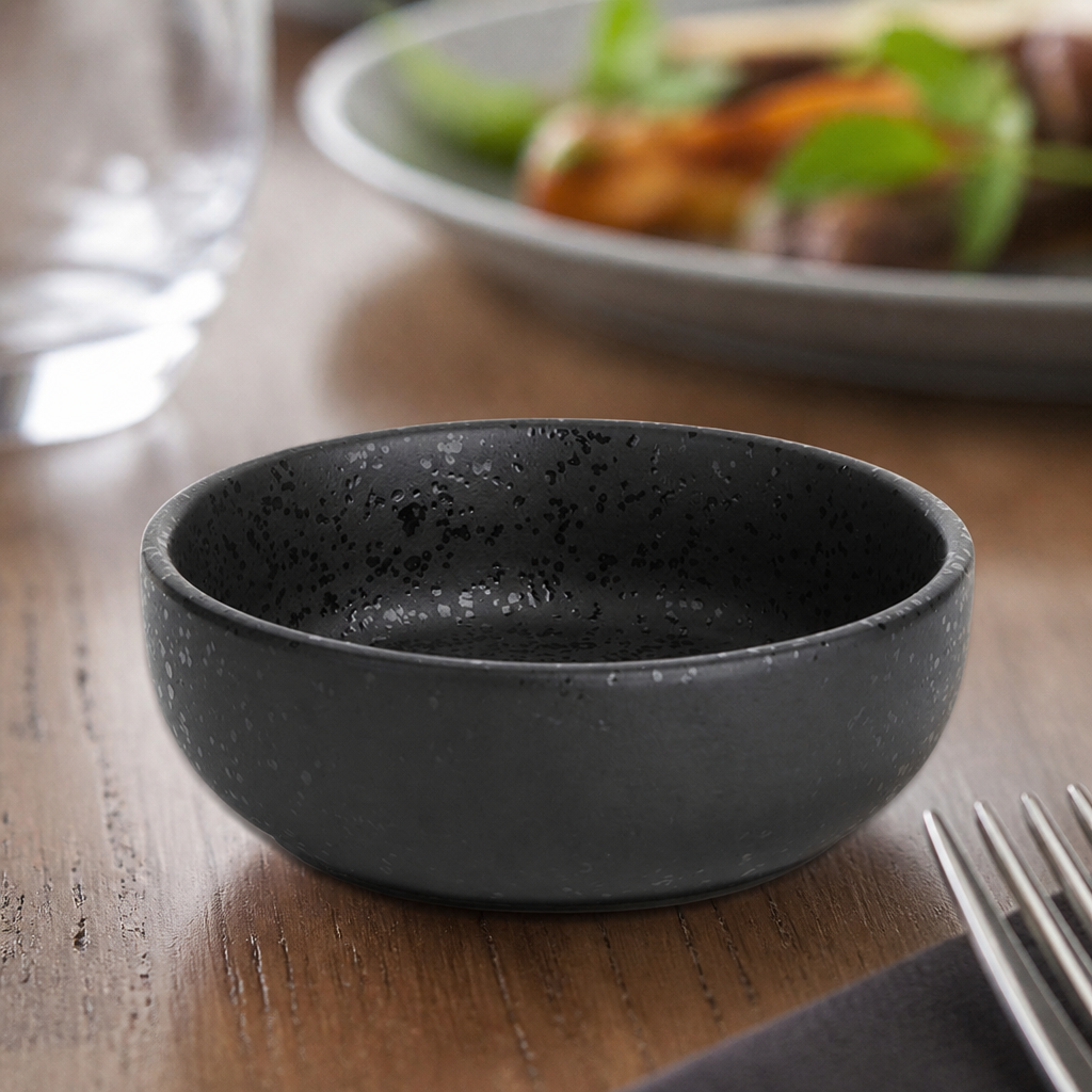 Commercial Dipping Pots 85ml Jet Black Snack Bowls 12 Pack