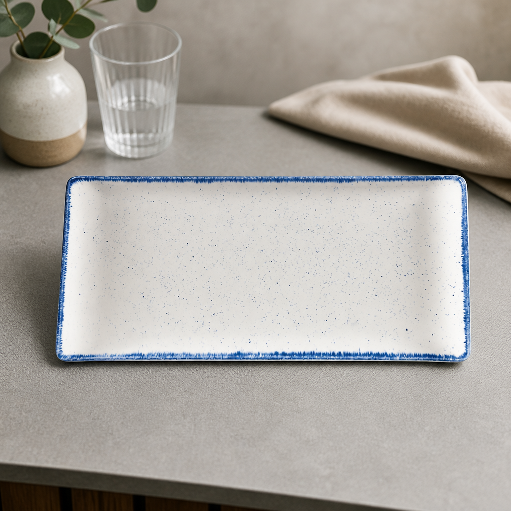 Commercial Rectangular Plates 145 x 300mm Indigo Blue 6 Pack