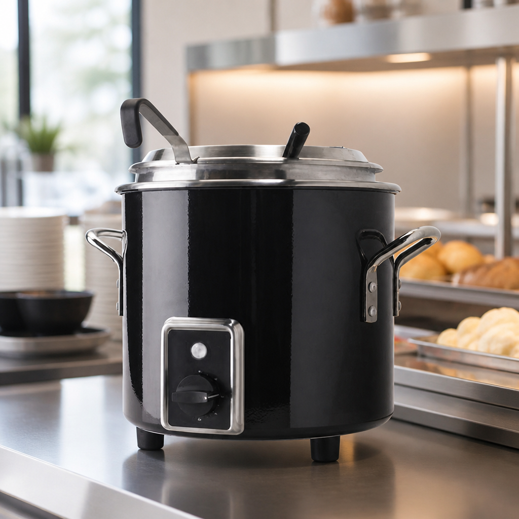 Commercial Soup Kettle 8.6kg Capacity Black Insulated Warmer