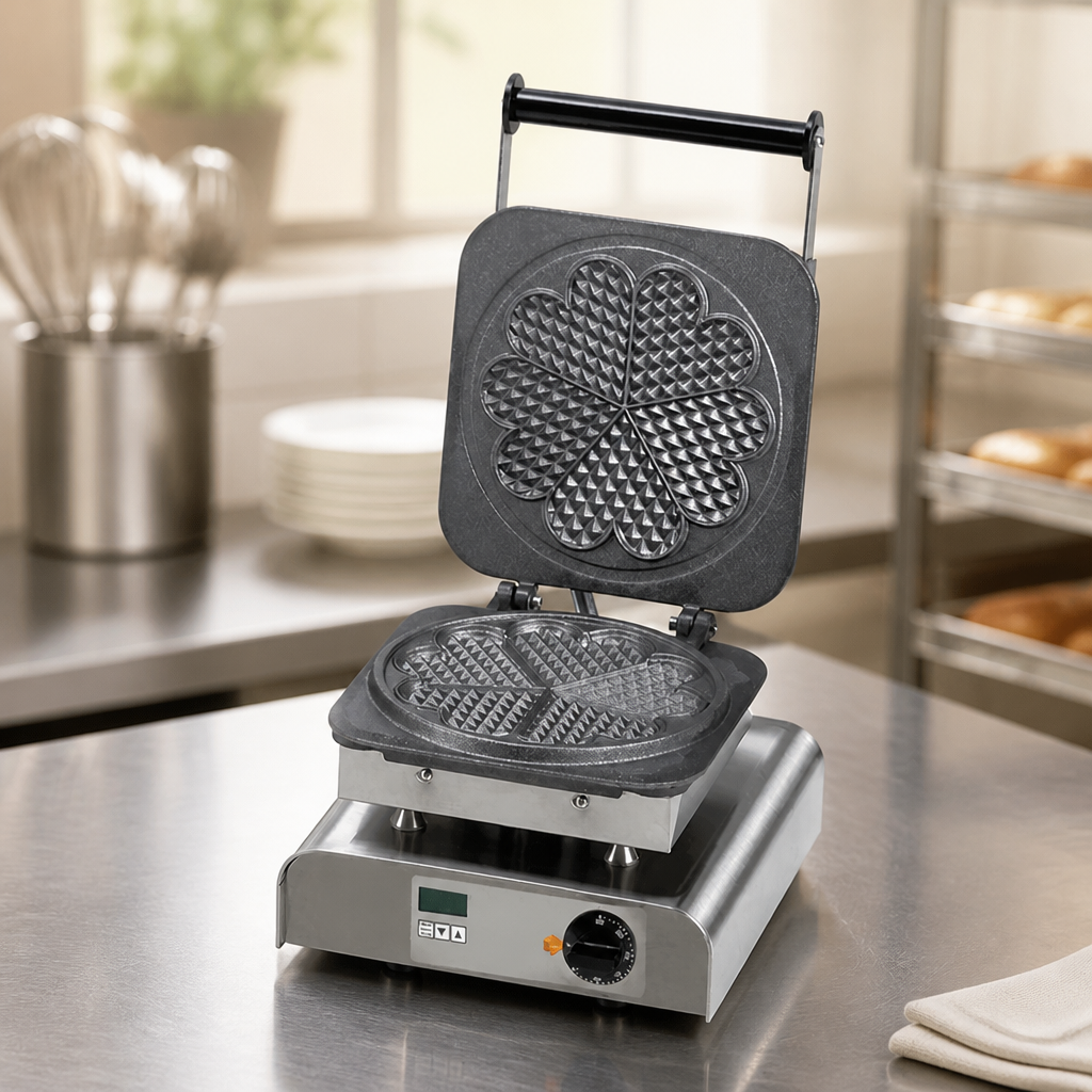 Commercial Heart Waffle Maker with Countdown Timer 2.2kW