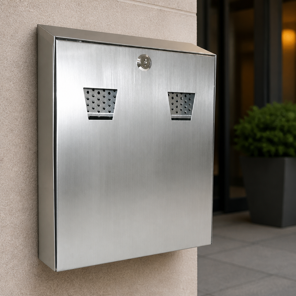 Commercial Wall Mounted Stainless Steel Ash Bin for Outdoor Use