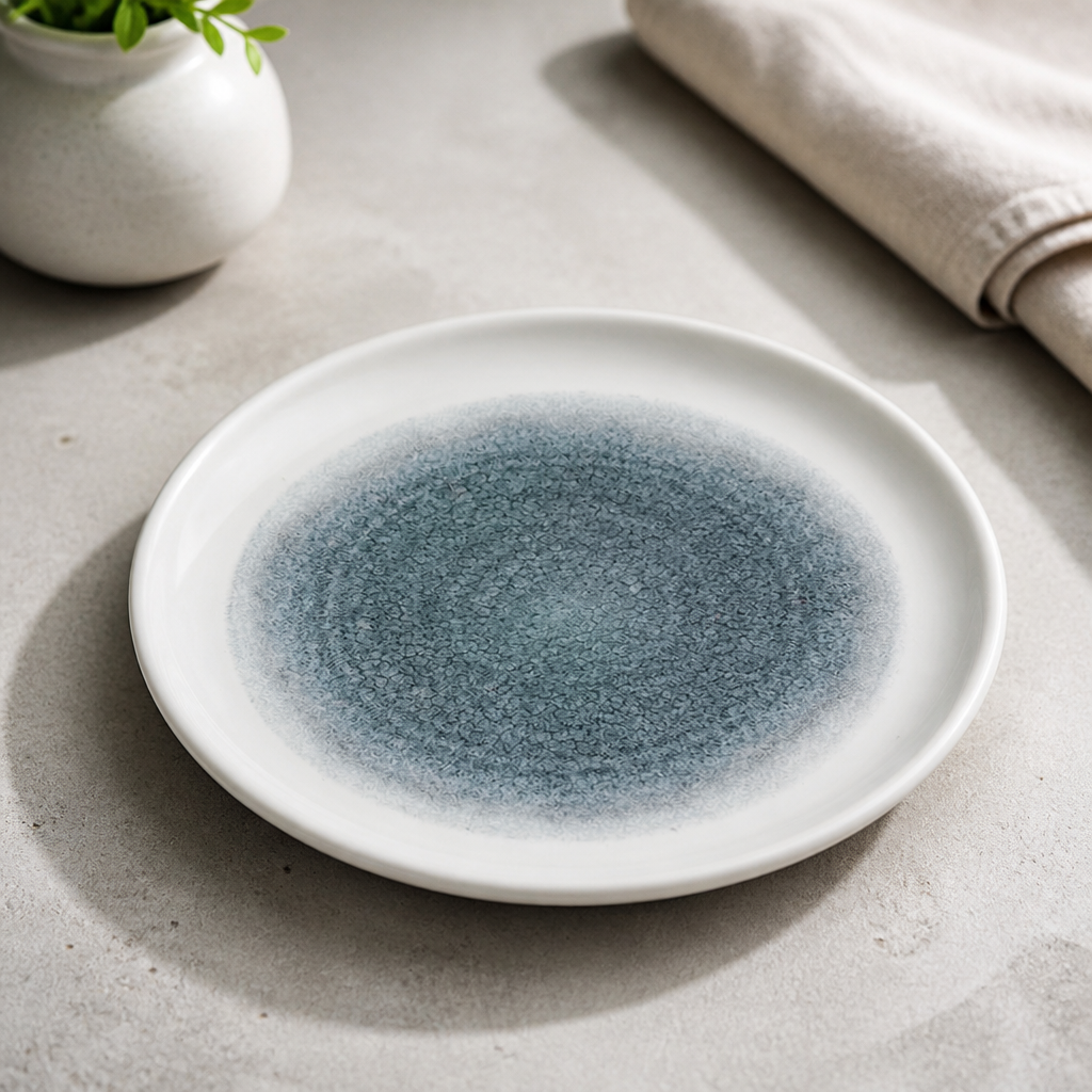 Commercial Walled Plates Topaz Blue 218mm for Catering Use