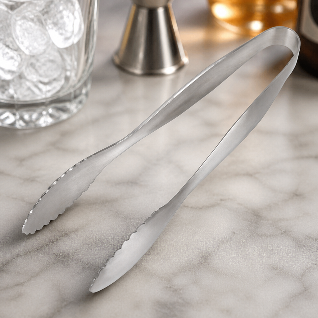 Commercial Stainless Steel Ice Tongs with Curved Design