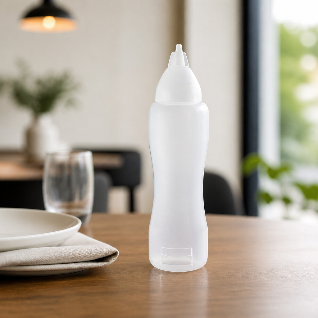 Clear Non-Drip Squeeze Sauce Bottle 750ml Commercial Use