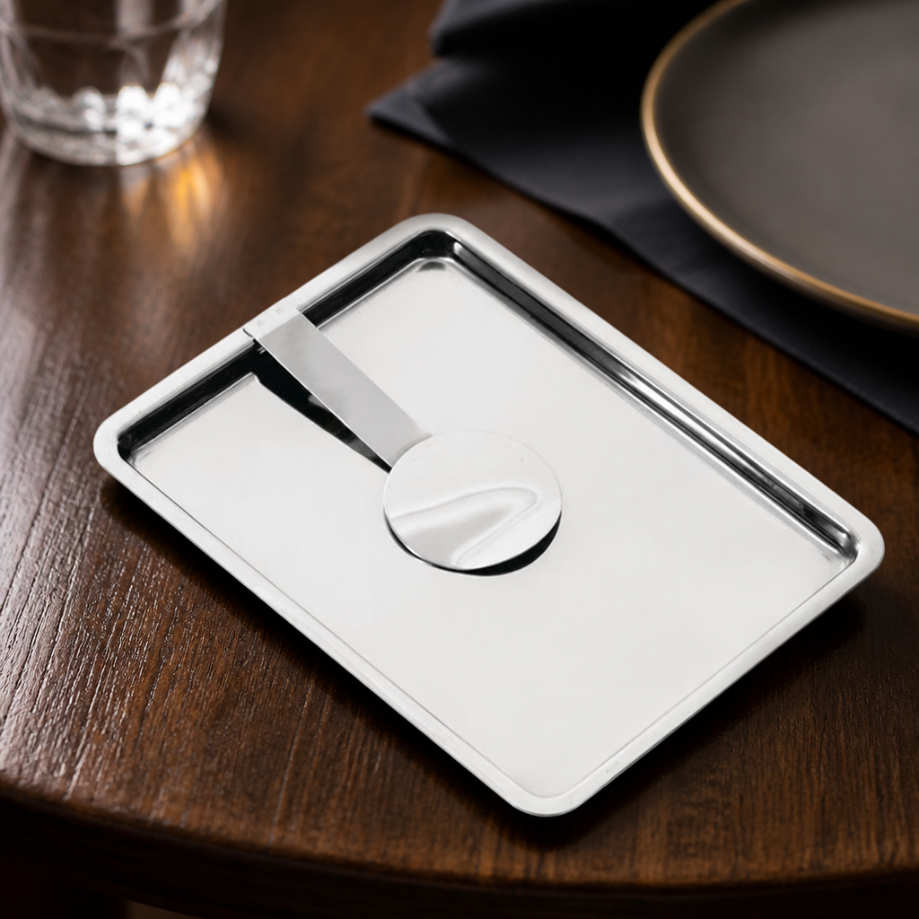 Commercial Stainless Steel Bill Presenter Tray with Clip 10x18cm