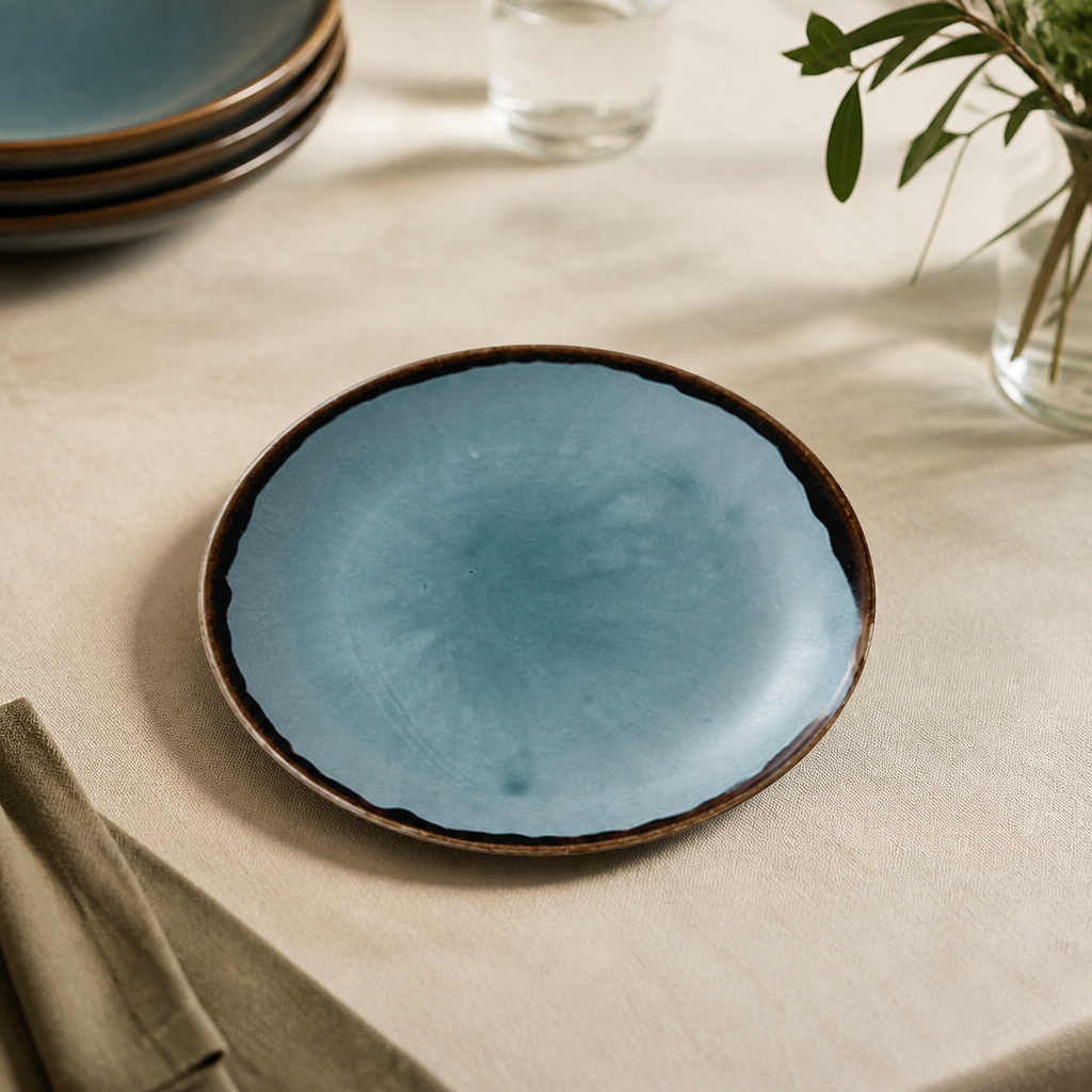Commercial Coupe Plates Blue 165mm Rustic Artisan Style 12 Pack