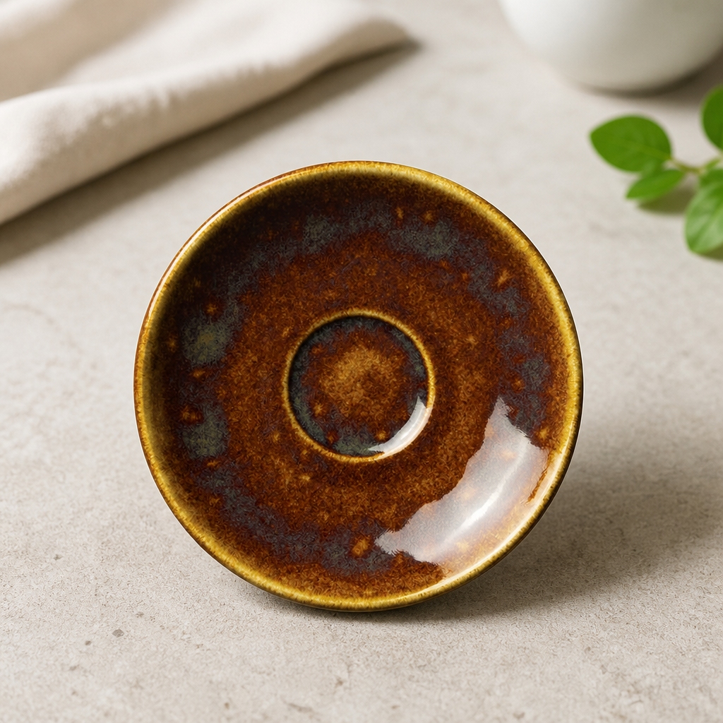 Commercial Amber Saucers 125mm 12 Pack Vitrified Ceramic