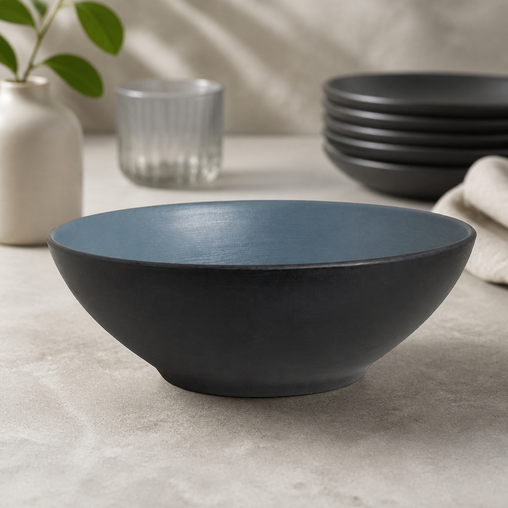 Melamine lagoon blue round bowls 184mm 24 pack