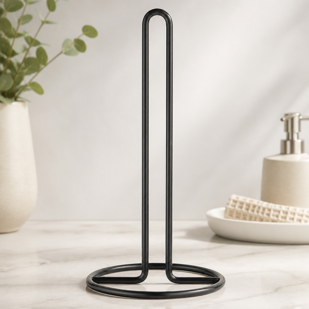 Commercial Kitchen Roll Holder Matt Black Steel Countertop Dispenser