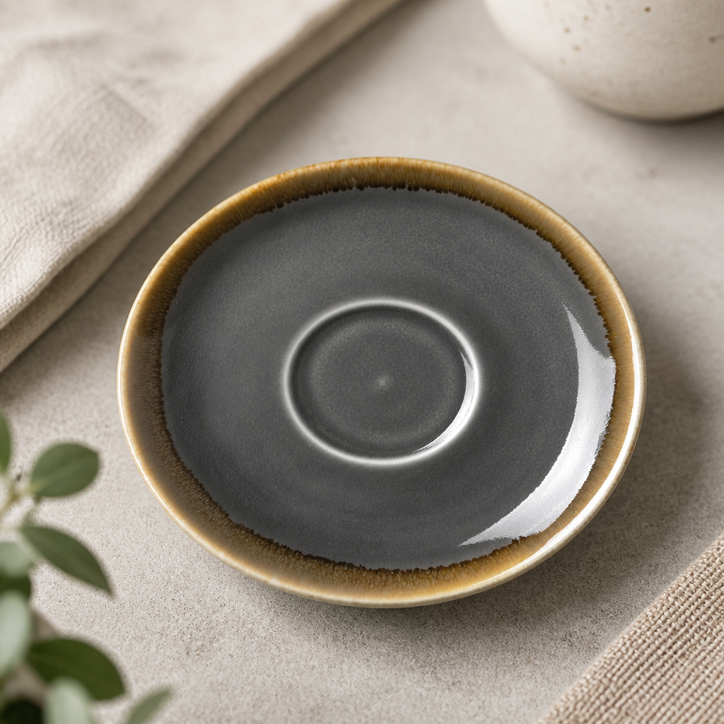 Commercial Porcelain Cappuccino Saucers 140mm Grey 6 Pack