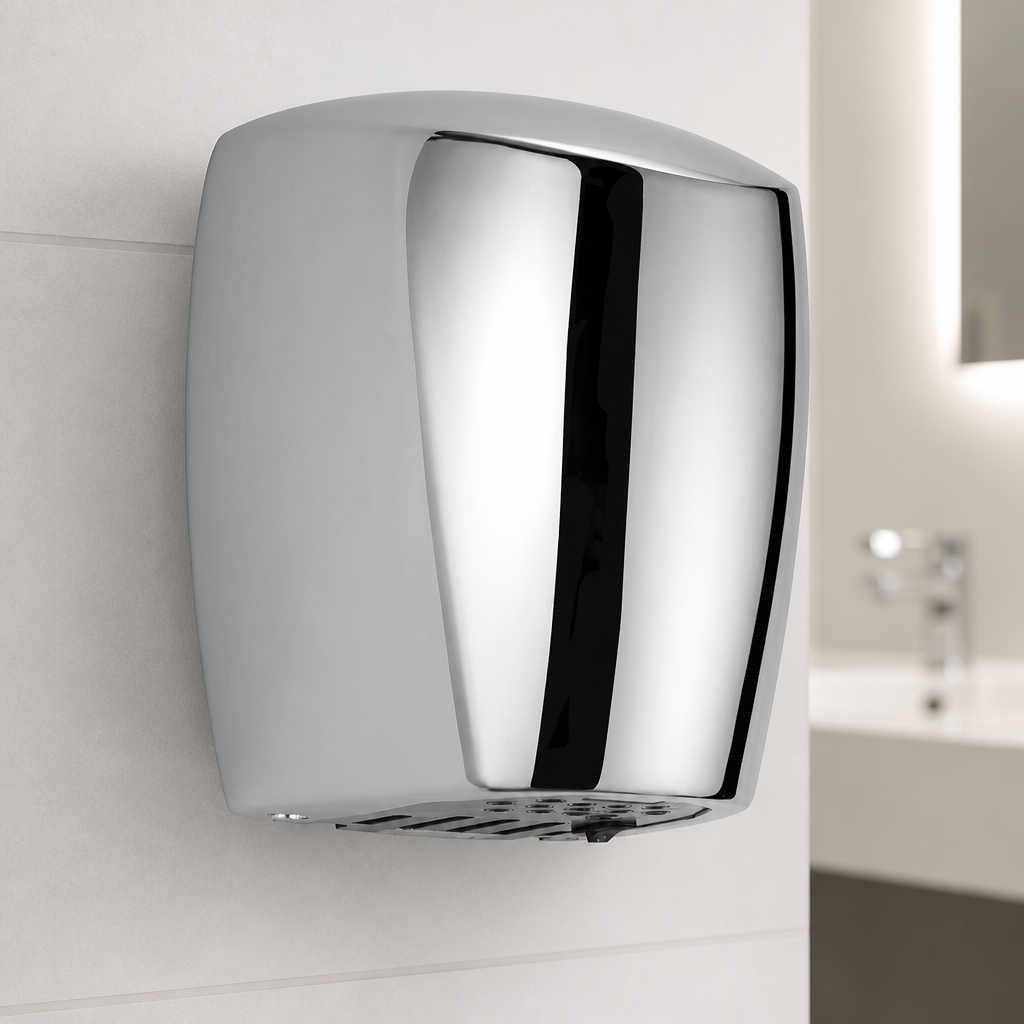Compact Commercial Hand Dryer Polished Chrome 270mm x 210mm