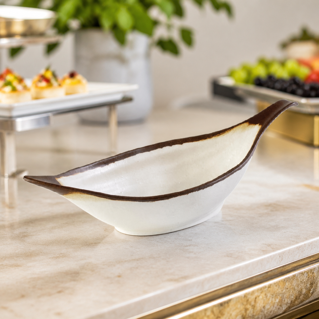 Commercial Leaf-Shaped Bowl 420mm Melamine Catering Dish