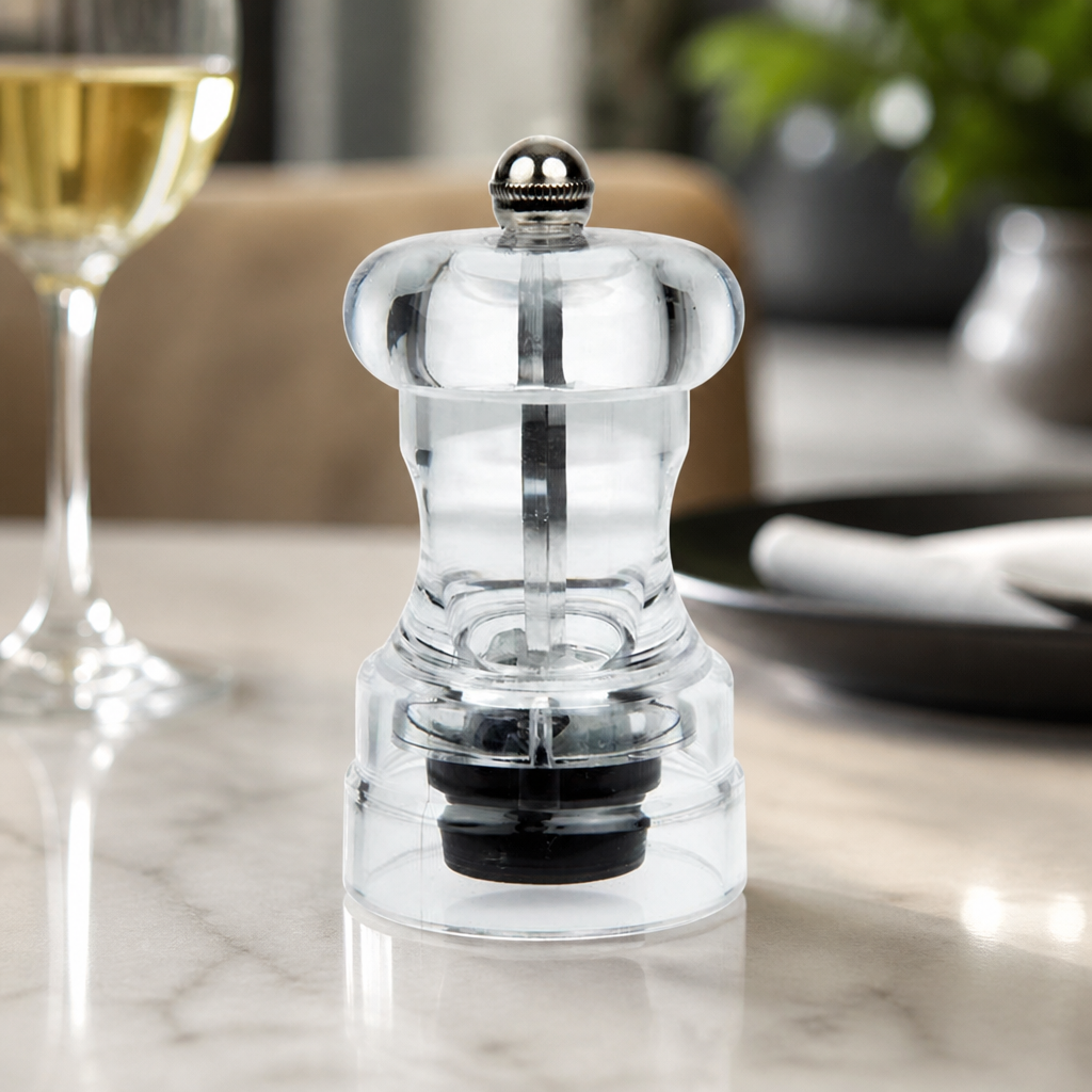 Acrylic Commercial Salt and Pepper Mill 102mm Clear Finish