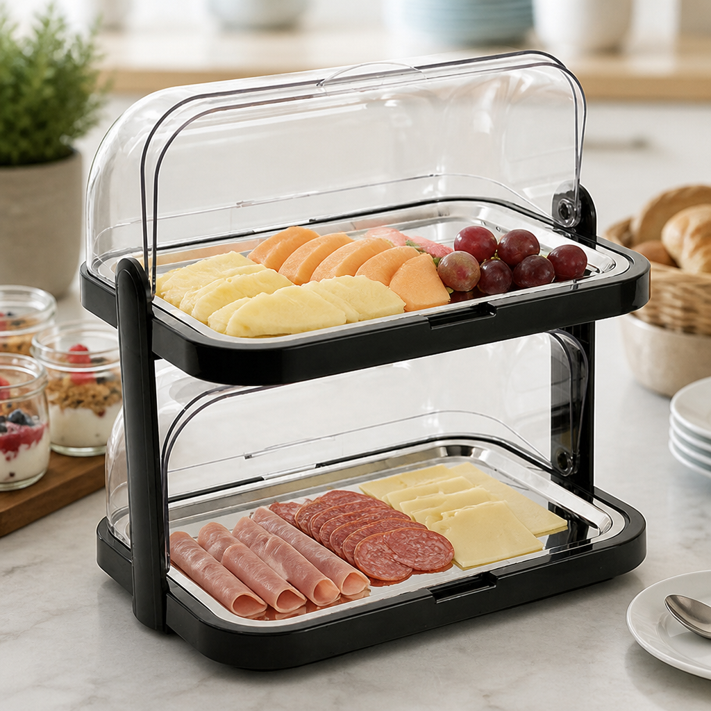 Roll Top Cool Display Tray Double Deck