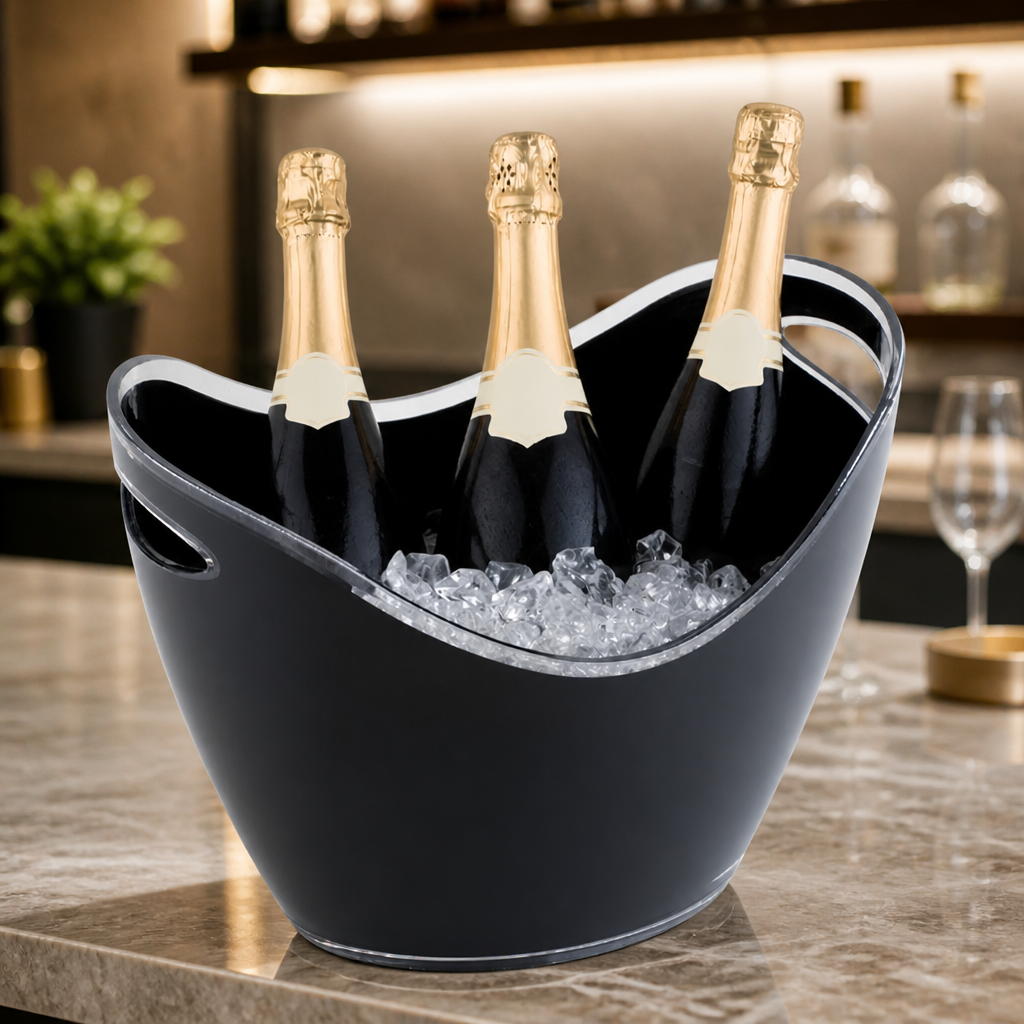 Large Commercial Acrylic Wine And Champagne Bucket 3 Bottle Capacity