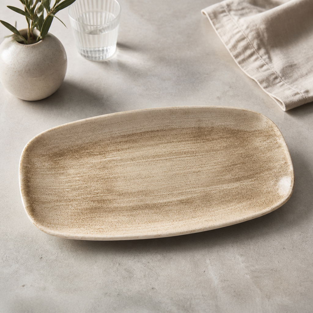 Commercial Rectangular Plates 298mm Taupe 12 Pack