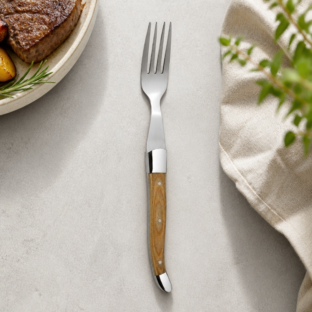 Commercial Steak Forks Set of 6 with Pakka Wood Handles