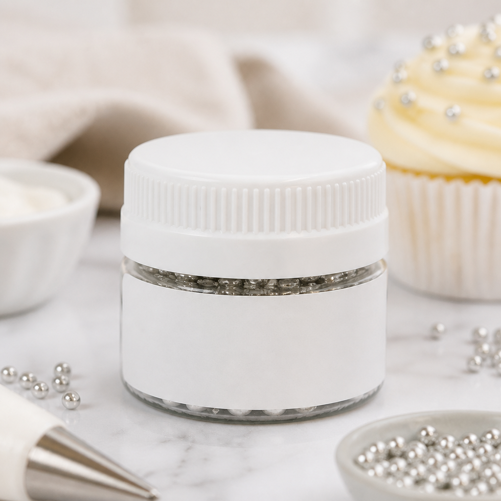 Silver Sugar Pearls 4mm Cake Decorations 32g Commercial Use