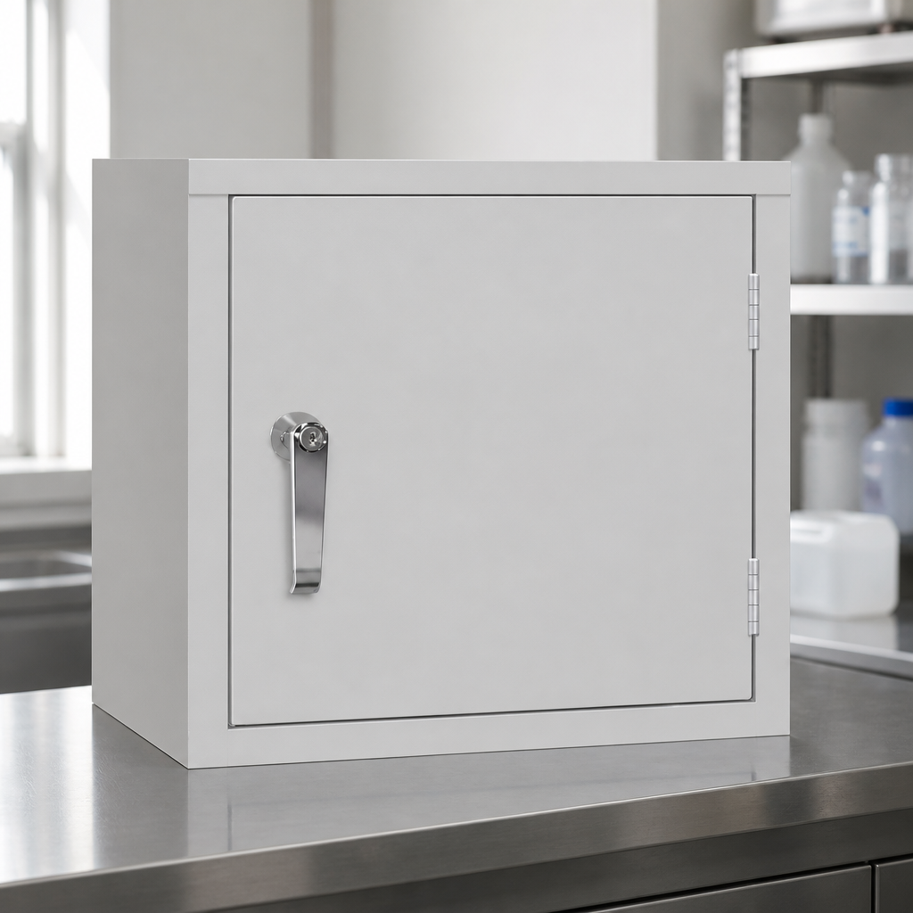 Commercial Lockable Cabinet Single Door 3Ltr Grey