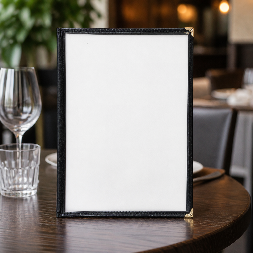 Commercial Menu Cover for Four Sheets - Black Color