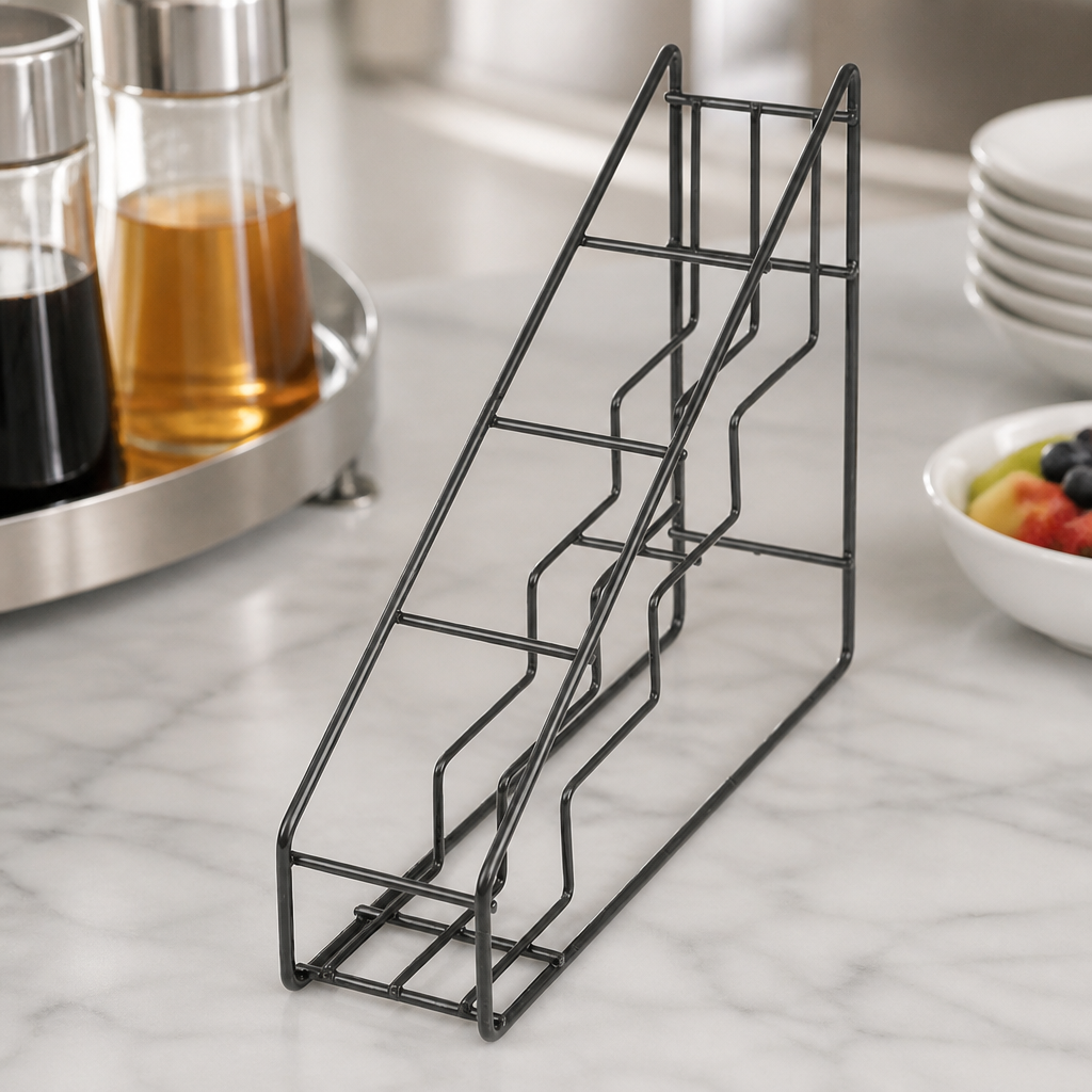 Commercial Syrup Bottle Stand Black Wire 400x105x320mm