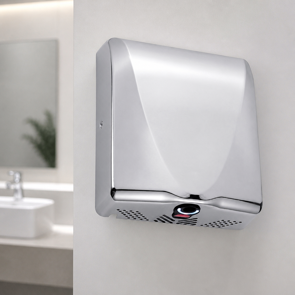High-Speed HEPA Hand Dryer 1kW Polished Chrome Finish