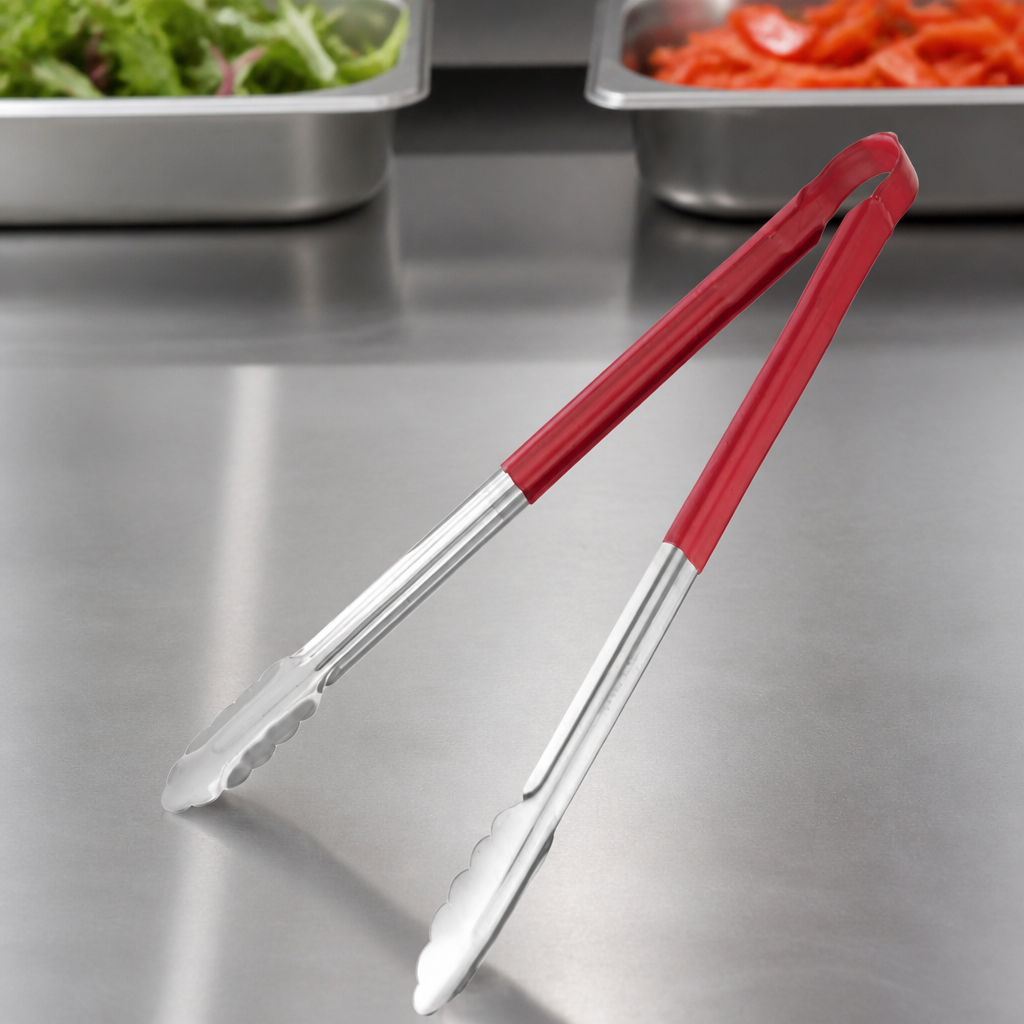 Commercial Colour Coded Serving Tongs Red 405mm