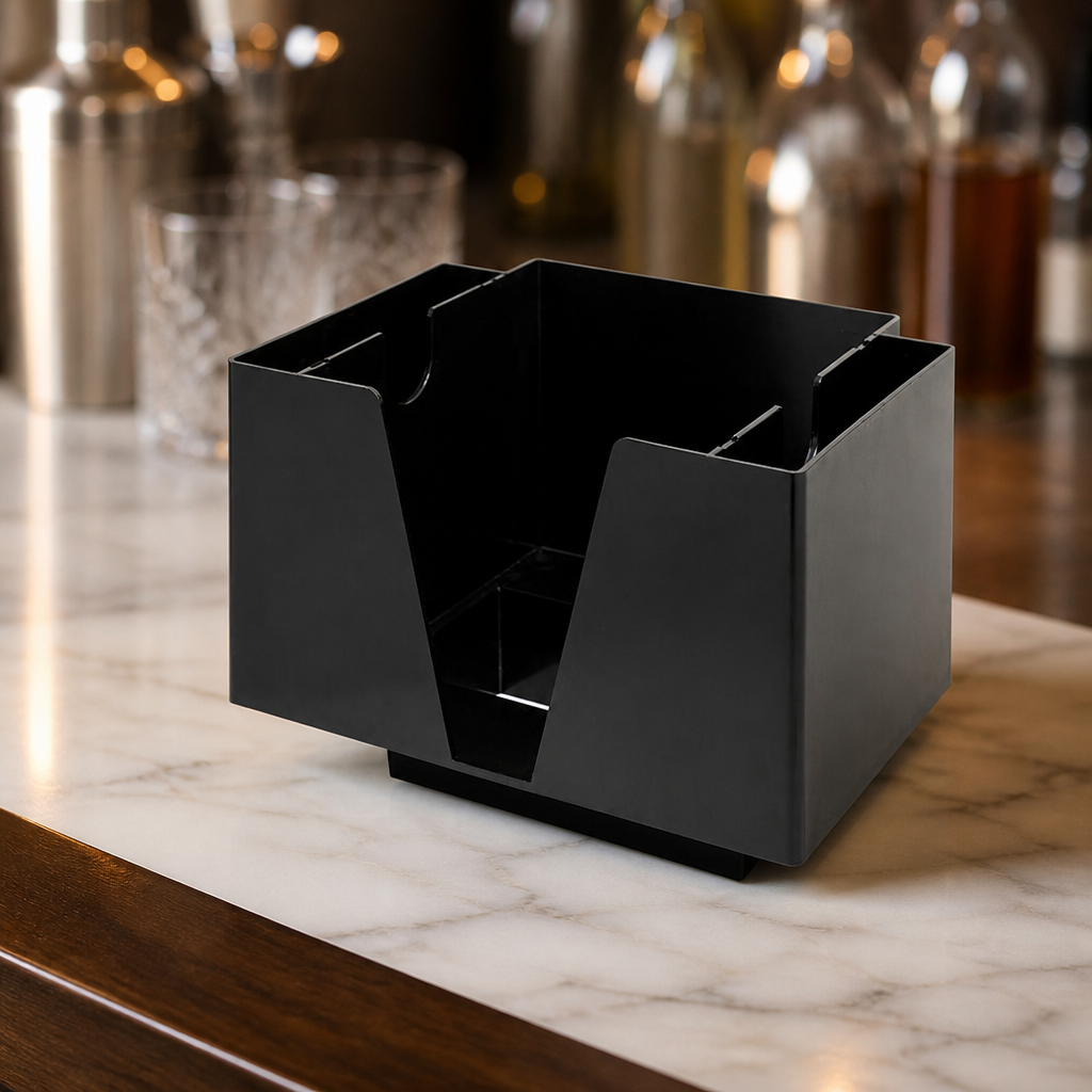 Commercial Bar Organiser with Napkin and Stirrer Compartments