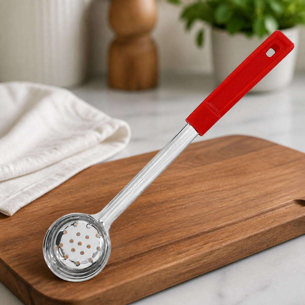 Commercial Red Perforated Spoodle 60ml Ergonomic Handle